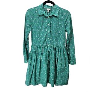 J Crew Floral Long Sleveve Dress Womens 0 Green White